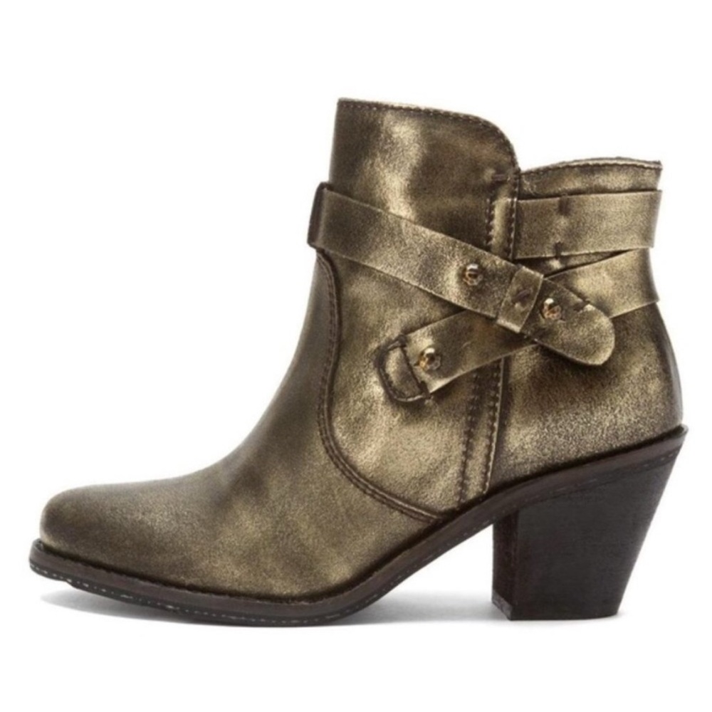 OTBT / Off the Beaten Track Bexar Booties - Genuine Leather Metallic Dark Gold